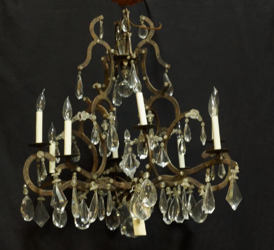 VINTAGE IRON & CRYSTAL CHANDELIER (1 of 1)