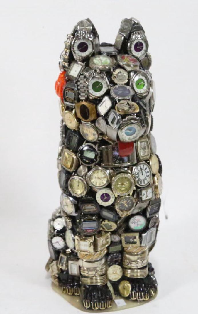 DAVIS GILBERT "WATCH DOG" SCULPTURE: DAVIS GILBERT "WATCH DOG" SCULPTURE. Height: 20 in. by Width: 10 in. by Depth: 11 in.