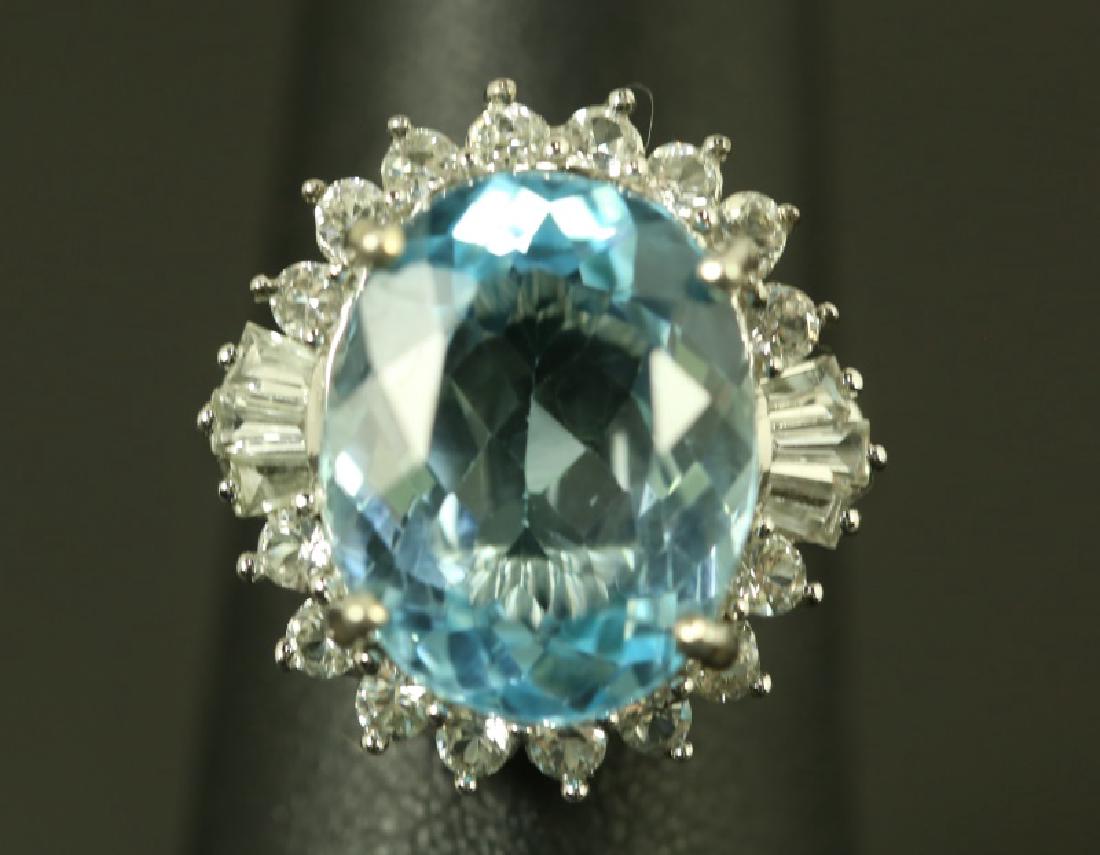 SILVER 10.26CT TOPAZ & 1.15CT WHITE SAPPHIRE RING (1 of 3)