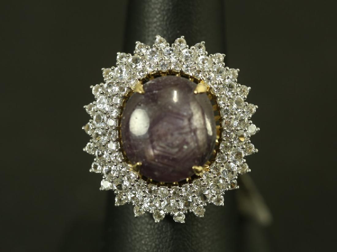 LADIES 20.30CT RUBY & 3.93CT WHITE SAPPHIRE RING (1 of 4)