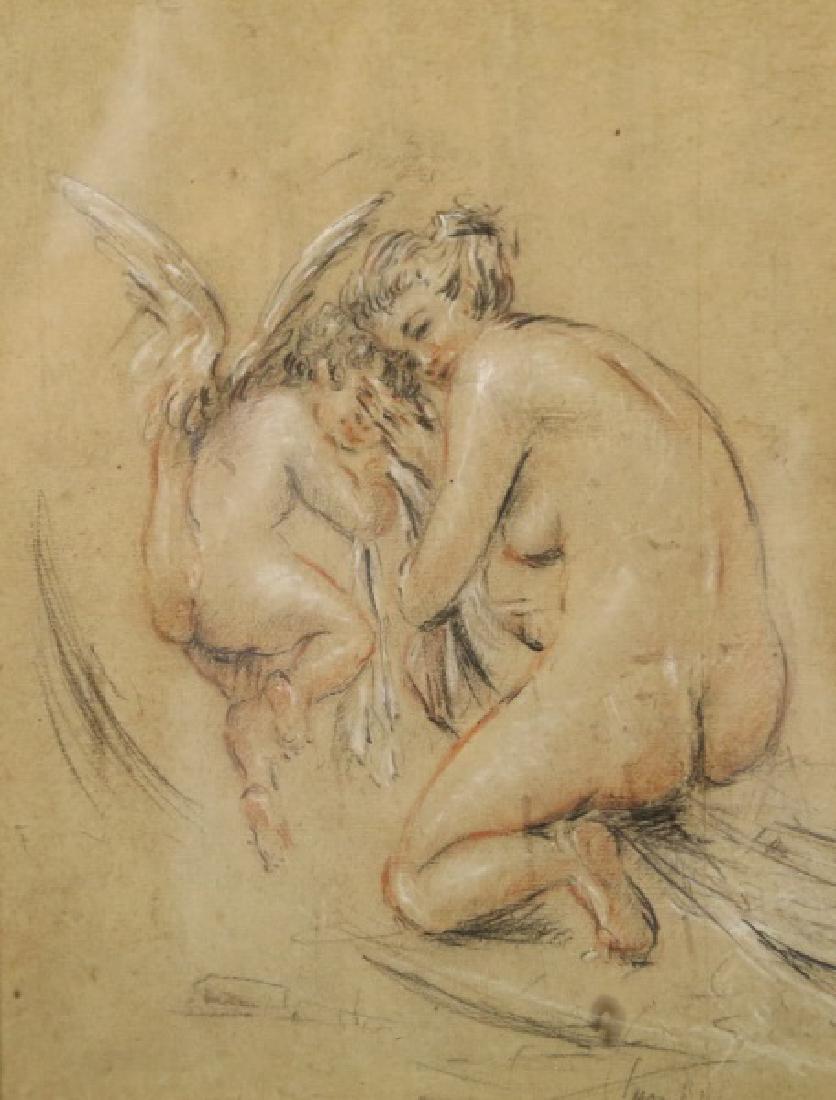 ATTRIBUTED TO JEAN ANTOINE "WATTEAU" DRAWING (1 of 3)