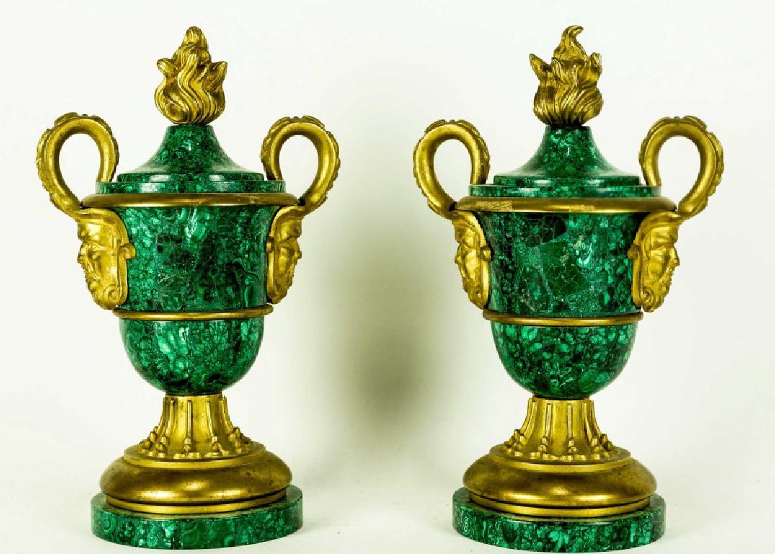 CIRCA 1780's RUSSIAN NEOCLASSICAL MALACHITE URNS (1 of 6)
