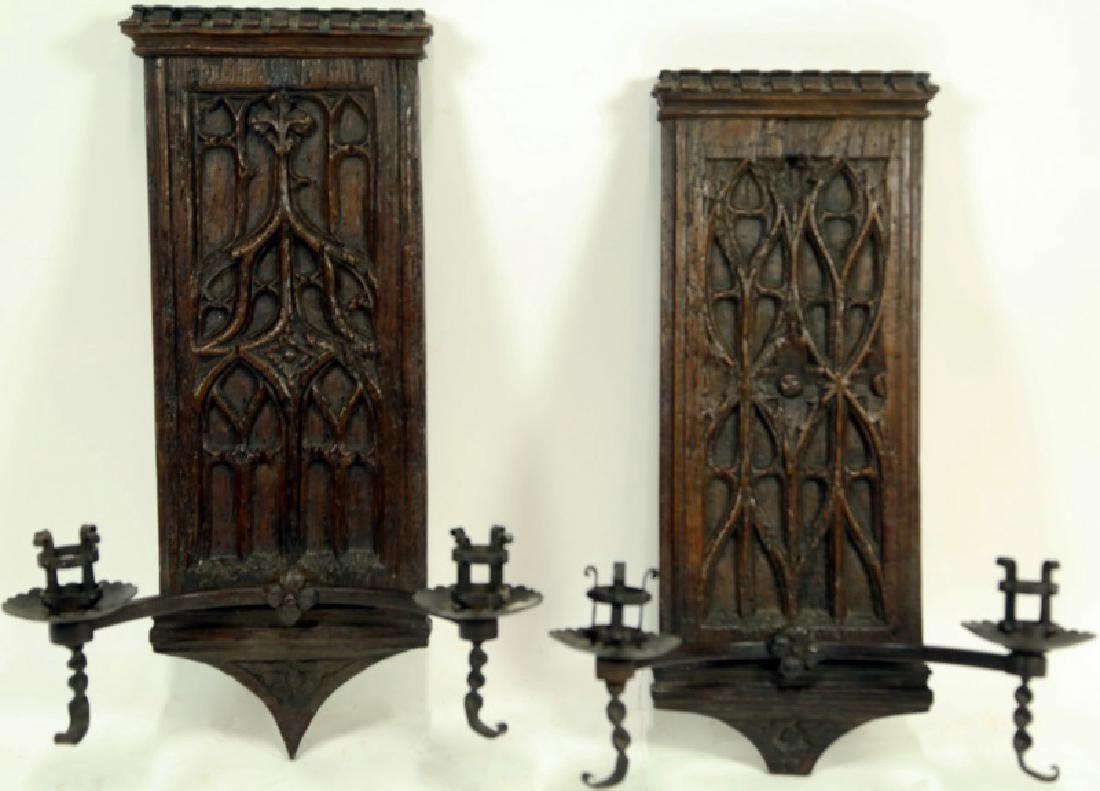 PAIR OF ANTIQUE GOTHIC REVIVAL TASTE SCONCES (1 of 2)