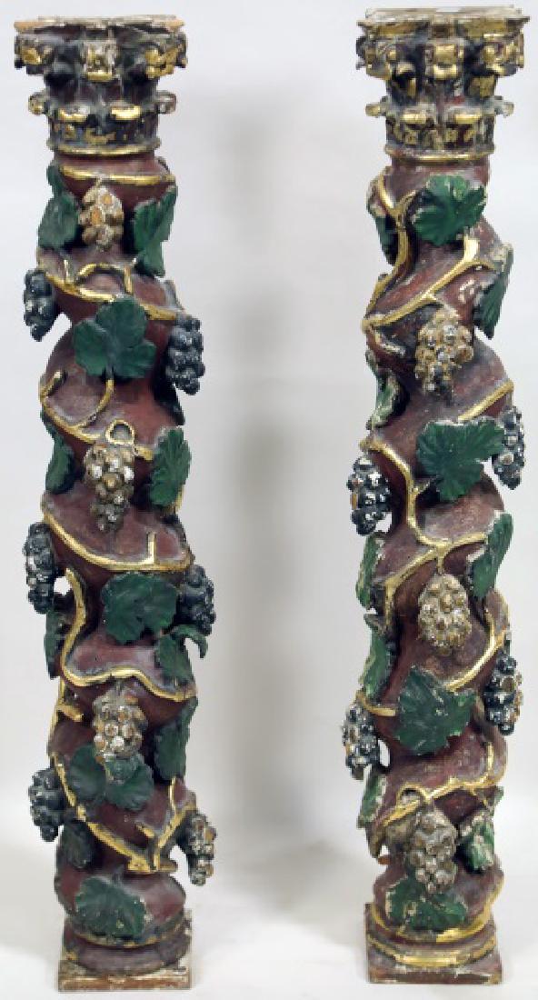 PAIR OF ANTIQUE ITALIAN BAROQUE ROPE TWIST COLUMNS (1 of 3)