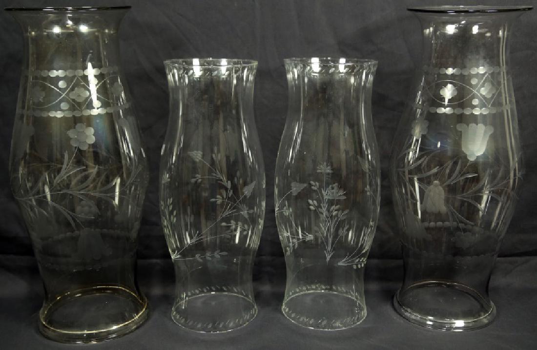 SET OF FOUR VINTAGE HAND BLOWN HURRICANE FLUTES (1 of 4)