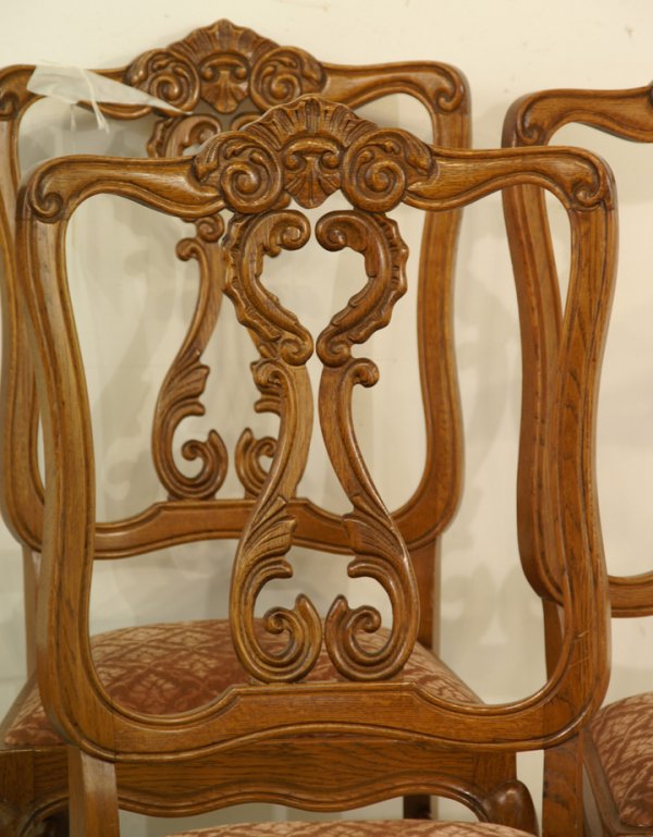 Set six Country French oak dining chairs - 2