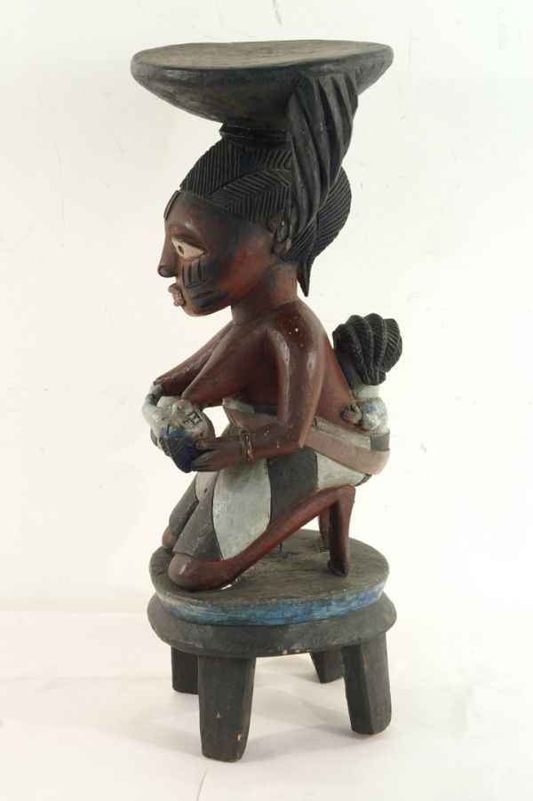 African wood carved mother with nursing child