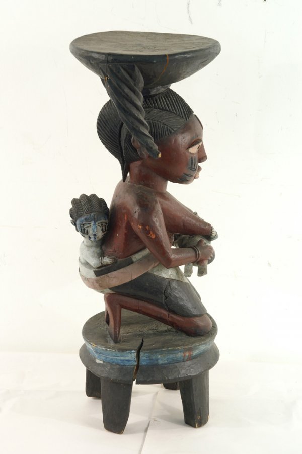 African wood carved mother with nursing child - 2