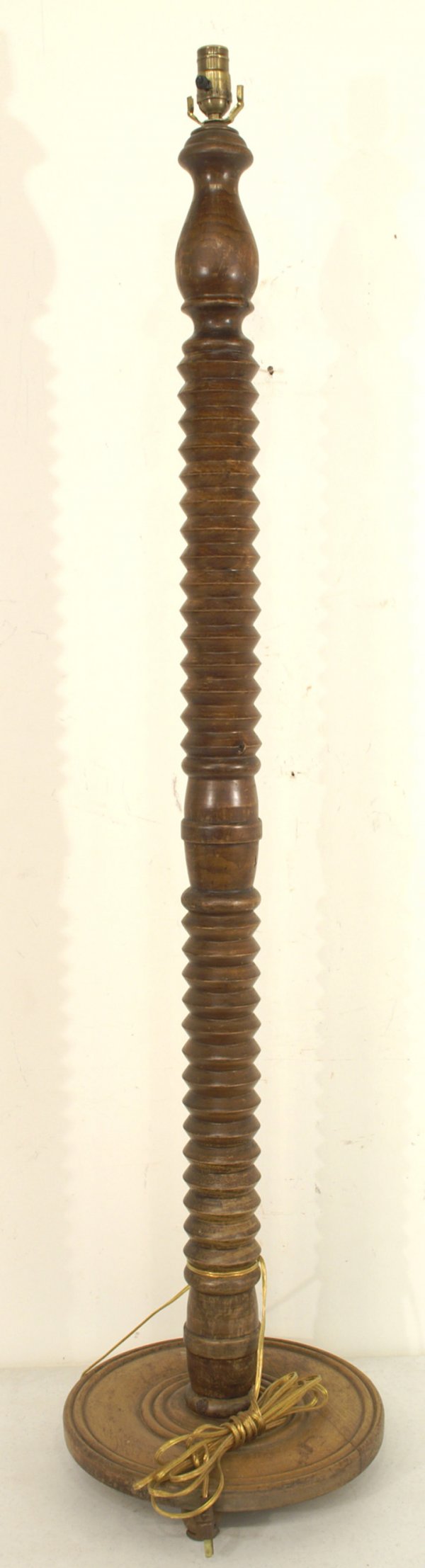 French walnut floor lamp, turned