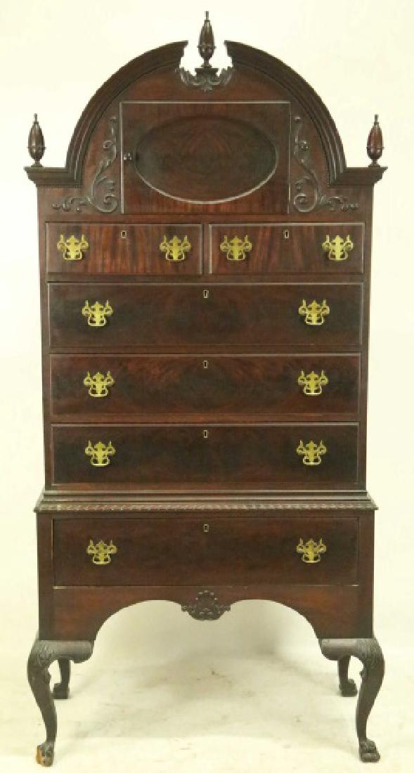 19th CENTURY MAHOGANY HIGHBOY CHEST OF DRAWERS (1 of 2)