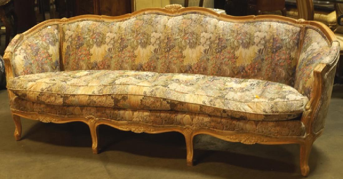 COUNTRY FRENCH STYLE CARVED & WHITE WASHED SOFA (1 of 4)