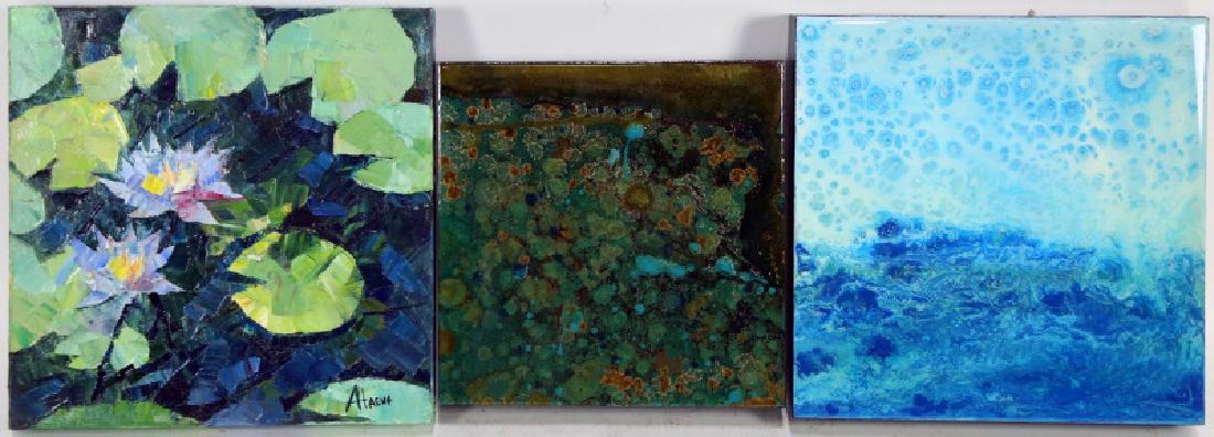 MIXED LOT OF THREE ABSTRACT PAINTING ON CANVAS (1 of 2)