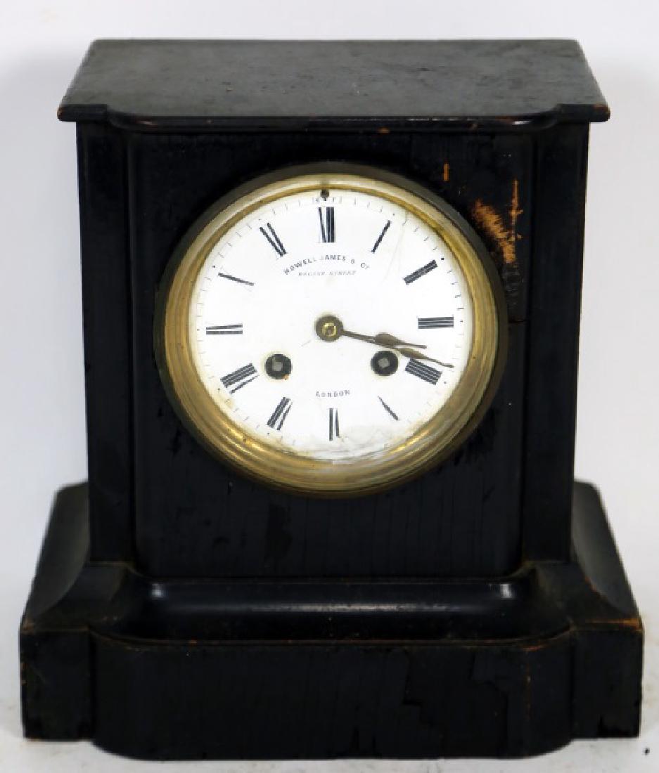 19th HOWELL JAMES & CO. LACQUERED WOOD MANTLE CLOCK (1 of 3)