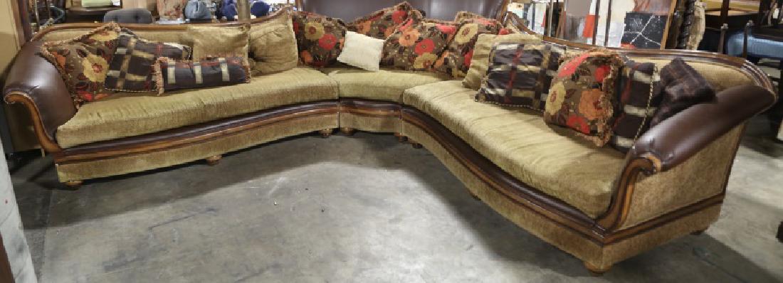 FAUX LEATHER THREE-PIECE SECTIONAL SOFA. (1 of 2)