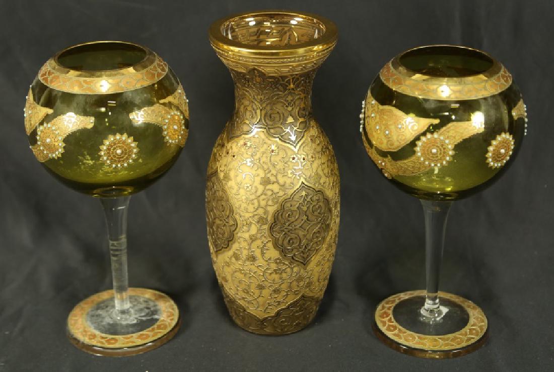 MIXED LOT OF THREE JEWELED VENETIAN GLASS PIECES (1 of 3)