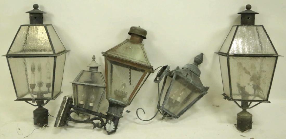 SET OF FIVE METAL WALL MOUNT LANTERNS (1 of 1)