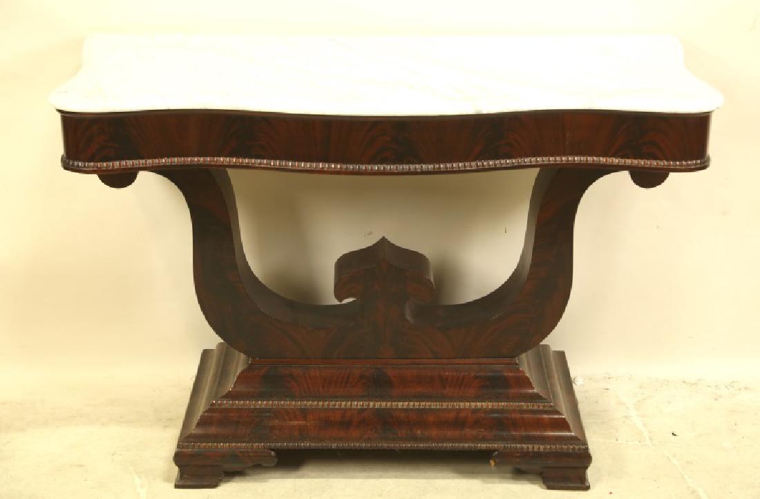 CIRCA 1840 EMPIRE MAHOGANY PIER TABLE WITH MARBLE TOP (1 of 2)