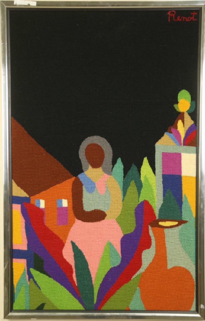 RENOT CONTEMPORARY FRAMED ABSTRACT NEEDLEPOINT (1 of 3)