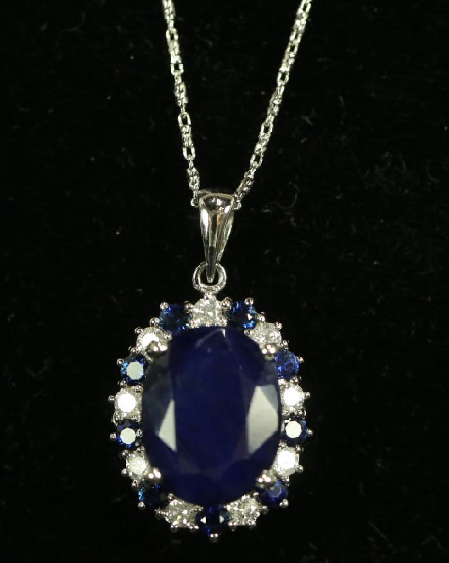 14KT GLD 13.67CT SAPPHIRE & 0.61CT DIAMOND PENDANT (1 of 4)