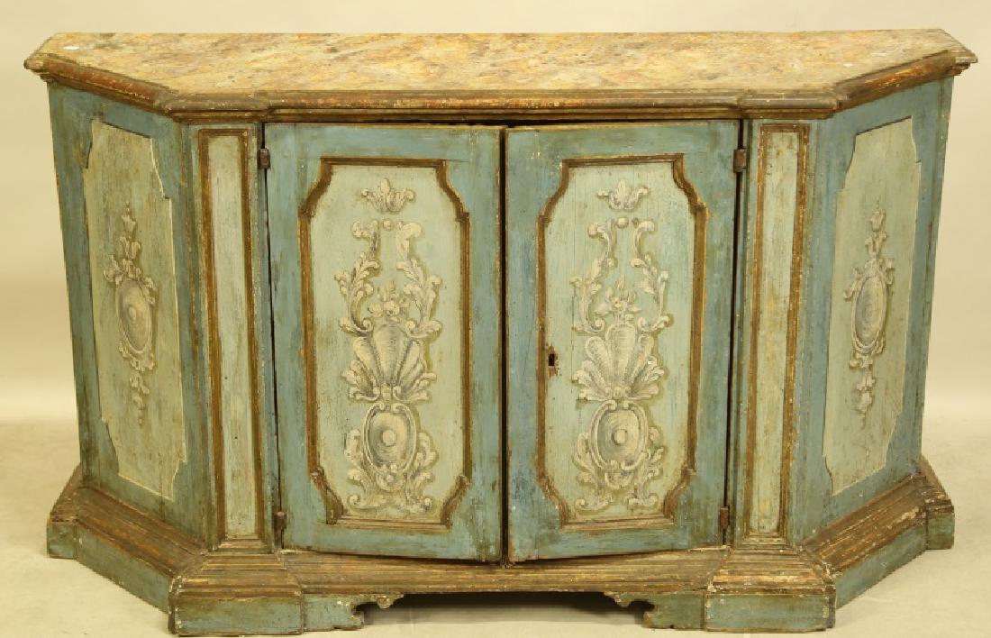 ANTIQUE ITALIAN PAINTED FAUX MARBLE TOP CABINET (1 of 3)