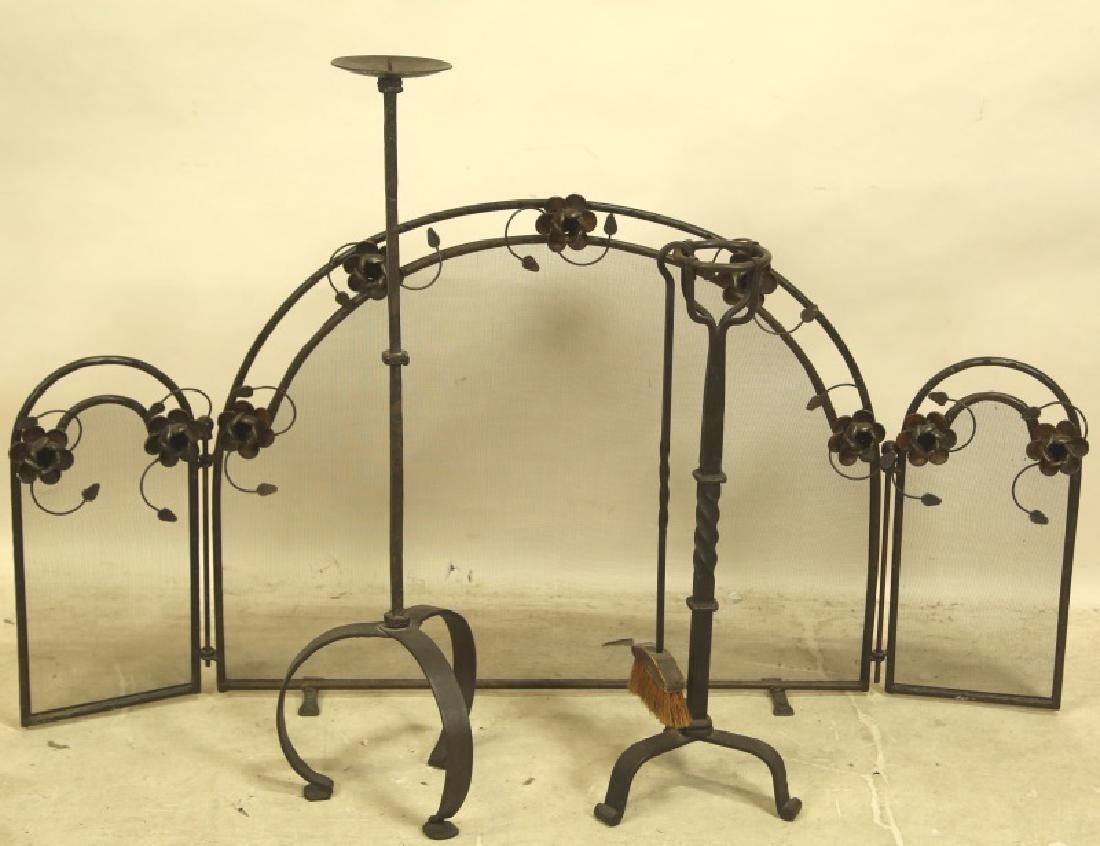 1930's JAN BARBOGLIO FORGED  SCREEN, CANDLESTICK,TOOLS (1 of 1)