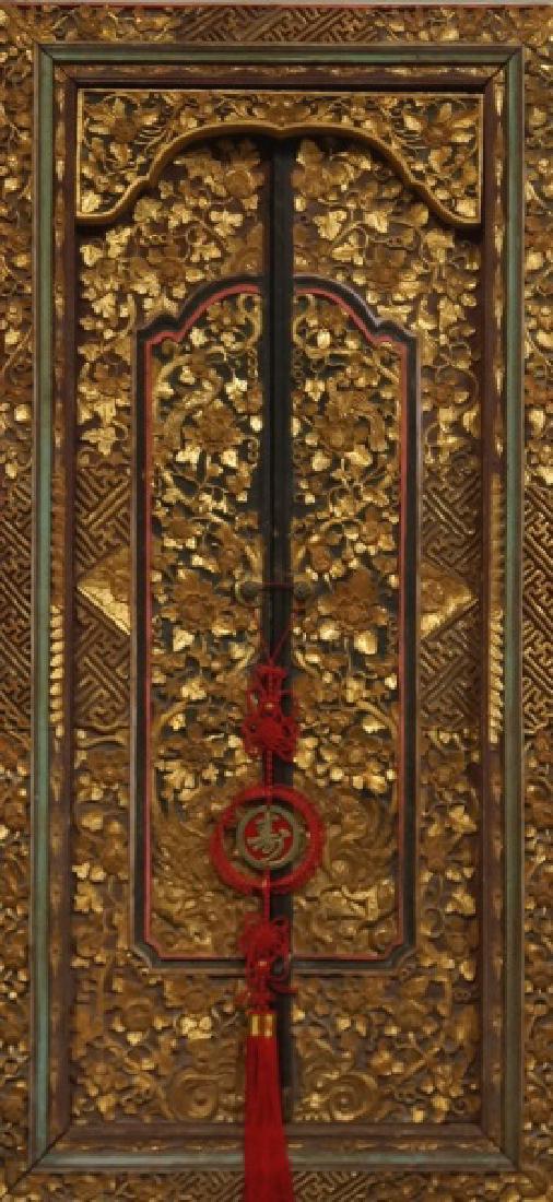 TWO ANTIQUE WOOD CARVED AND GILDED CHINESE DOORS (1 of 3)