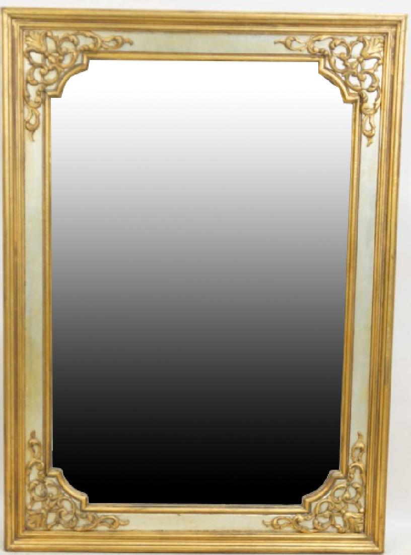 CARVED GILDED & POLYCHROME FRAMED MIRROR (1 of 3)