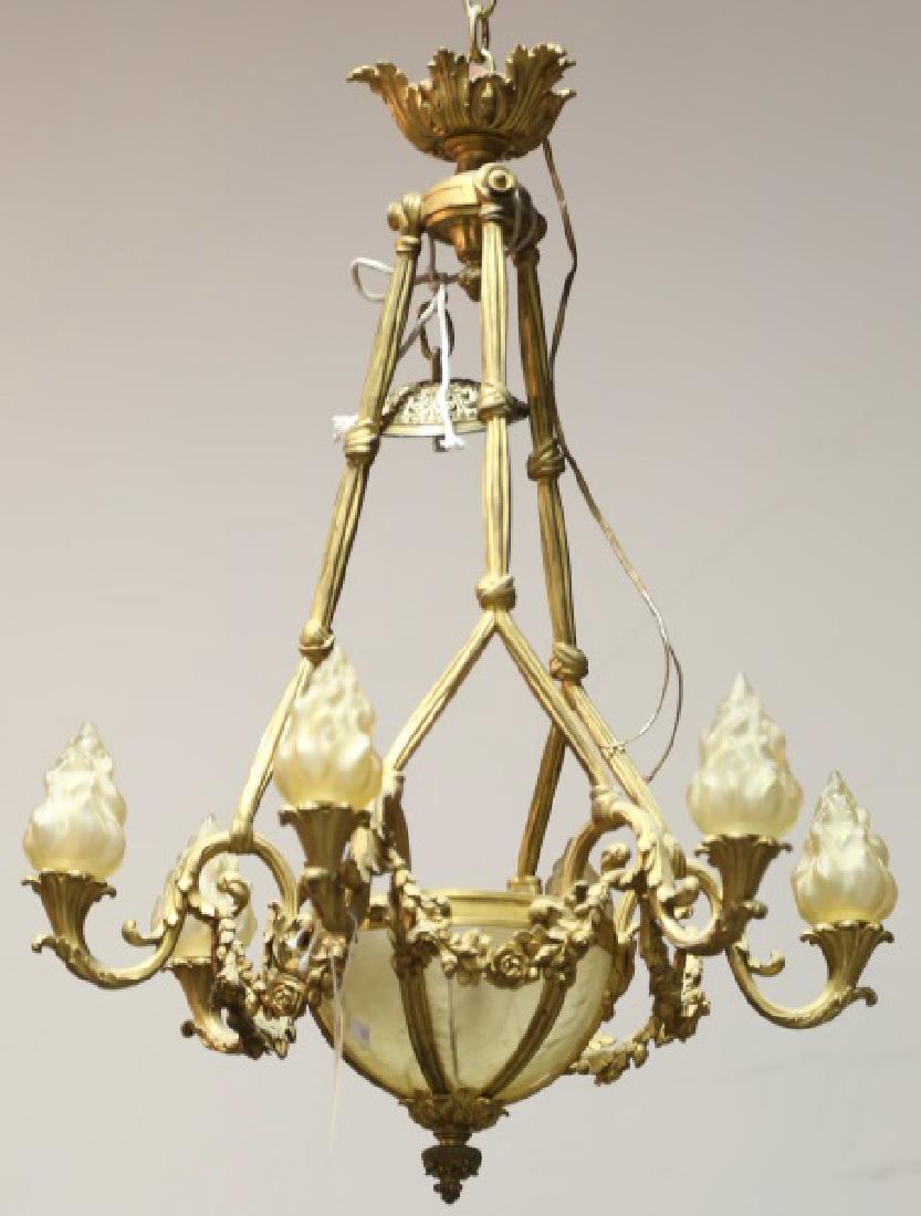 19th CENTURY FRENCH CHANDELIER WITH FROSTED GLASS (1 of 2)
