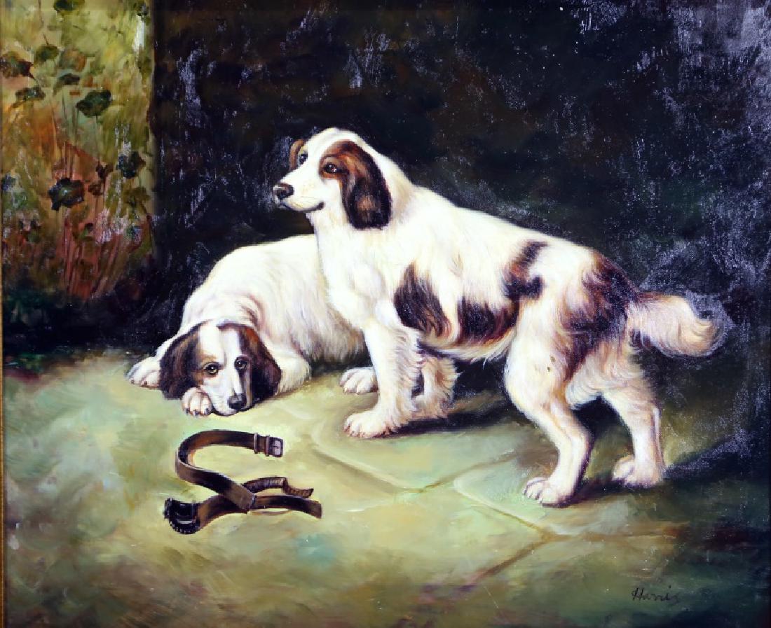 HARRIS "UNTITLED DOGS" OIL ON CANVAS PAINTING (1 of 3)