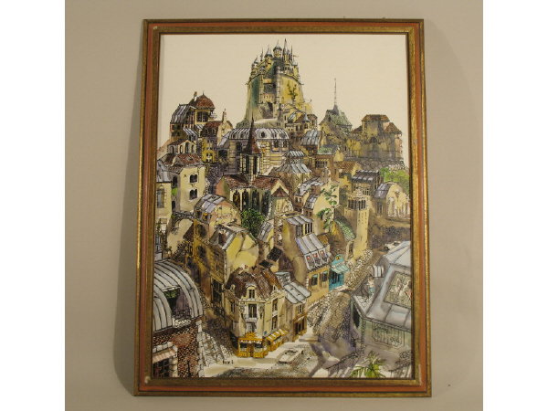 Signed oil on canvas. European city scene. Signed