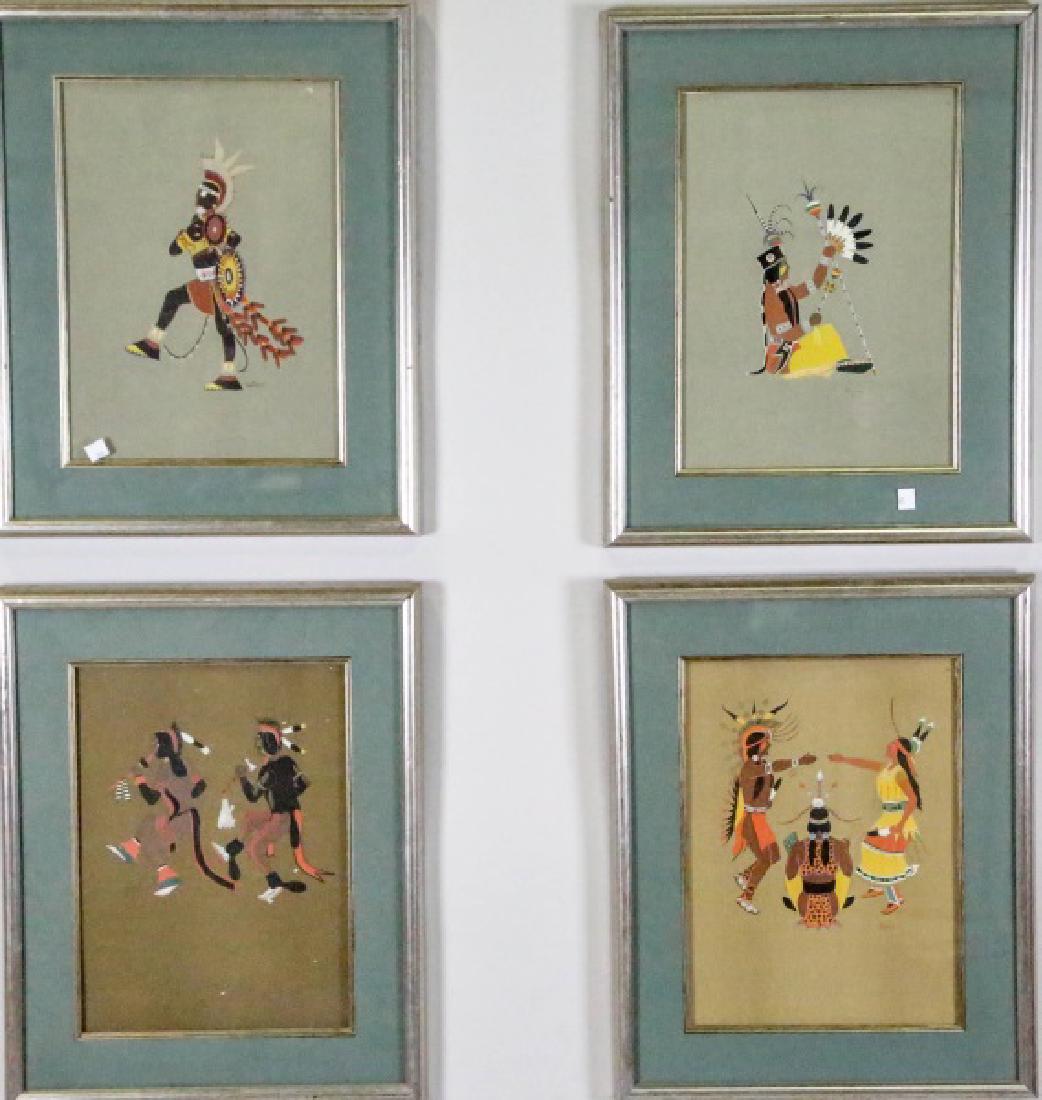 LOT OF FOUR NATIVE AMERICAN OFFSET LITHOGRAPHS: LOT OF FOUR "KIOWA FIVE" NATIVE AMERICAN OFFSET LITHOGRAPHS. FEATURING TWO BY STEPHEN MOPOPE & TWO BY MONROE TSATOKE. Height: 21 & 14 1/2 in. by Width: 16 1/2 & 10 1/2 in.