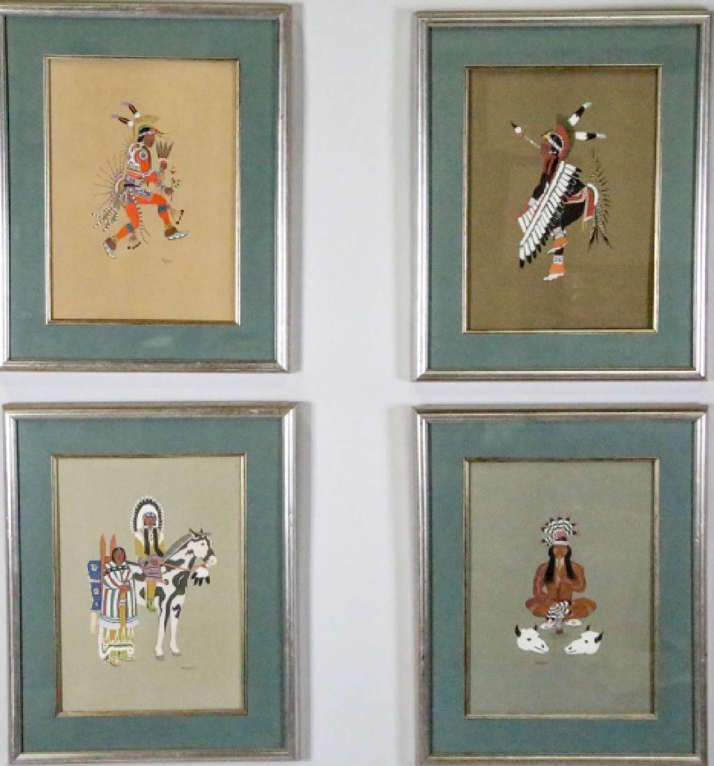 FOUR NATIVE AMERICAN OFFSET LITHOGRAPHS BY STEPHEN: LOT OF FOUR "KIOWA FIVE" NATIVE AMERICAN OFFSET LITHOGRAPHS BY STEPHEN MOPOPE. Height: 21 & 14 1/2 in. by Width: 17 & 10 1/2 in.