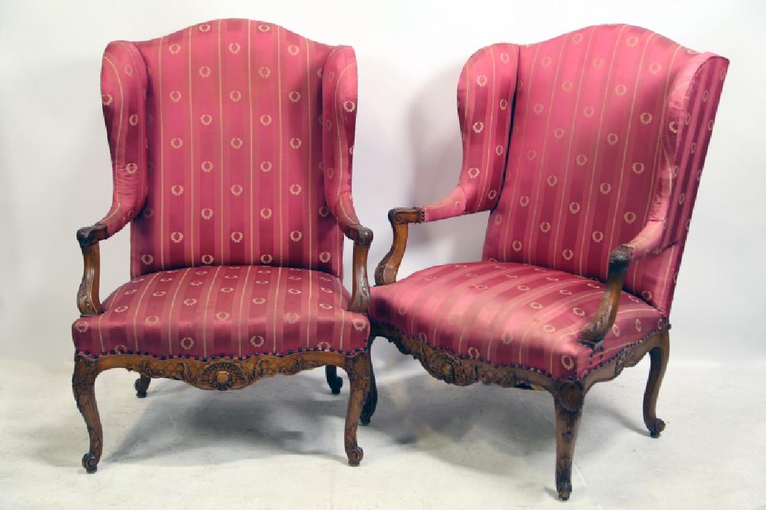 PAIR OF19th CENTURY FRENCH WING CHAIRS (1 of 3)
