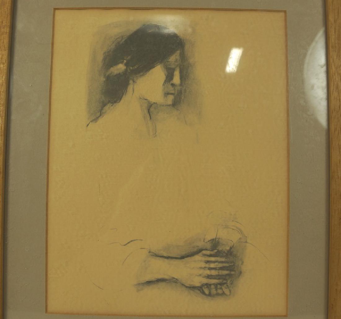 UKNOWN ARTIST "NATIVE AMERICAN WOMAN" DRAWING (1 of 3)