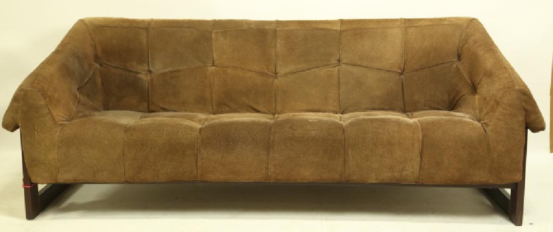 PERCIVAL LAFER BRAZILIAN ROSEWOOD & SUEDE SOFA (1 of 3)