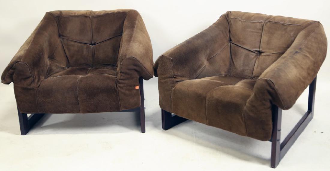CIRCA 1970's MID-CENTURY MODERN SUEDE CLUB CHAIRS (1 of 4)