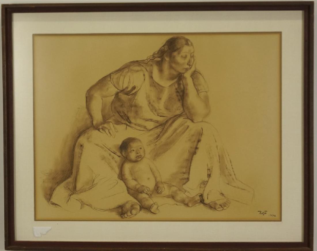 FRANCISO ZUNIGA MOTHER & CHILD DRAWING, 1972 (1 of 4)