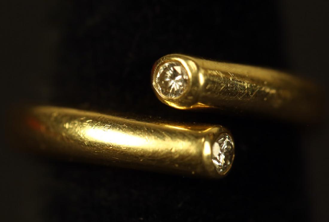 DOUBLE DIAMOND SOLITAIRE 14KT GOLD LOOP RING (1 of 2)