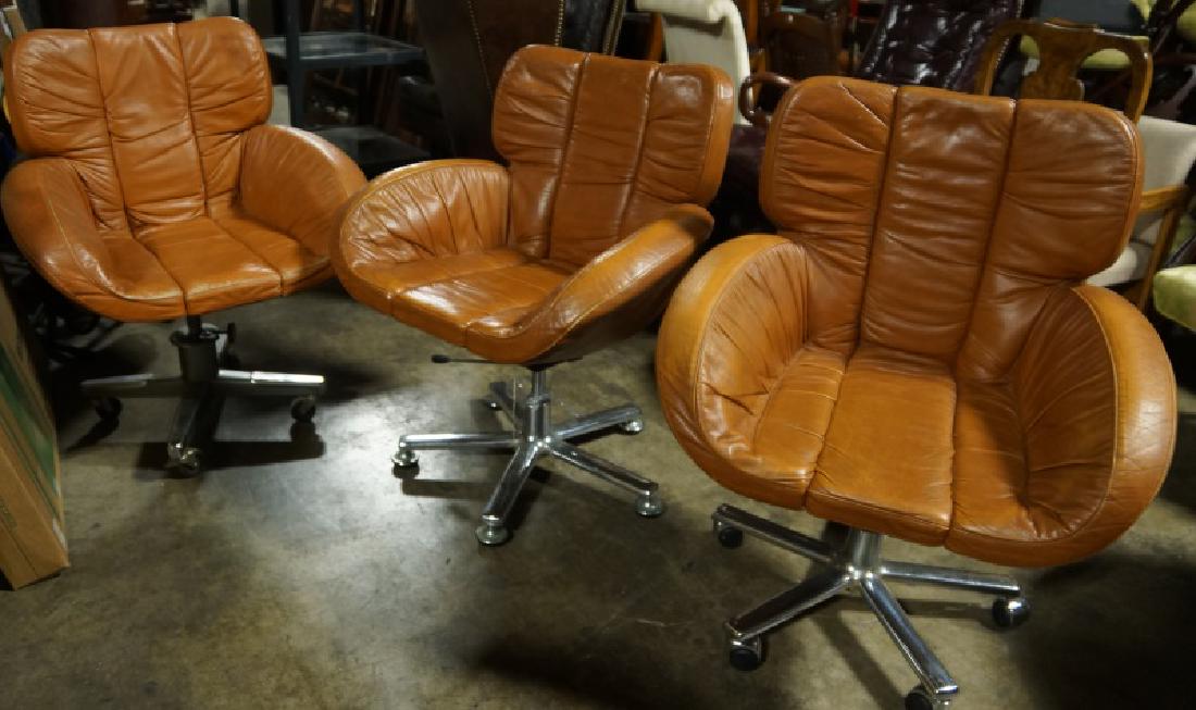 SET OF FOUR BROWN LEATHER ARMCHAIRS (1 of 1)