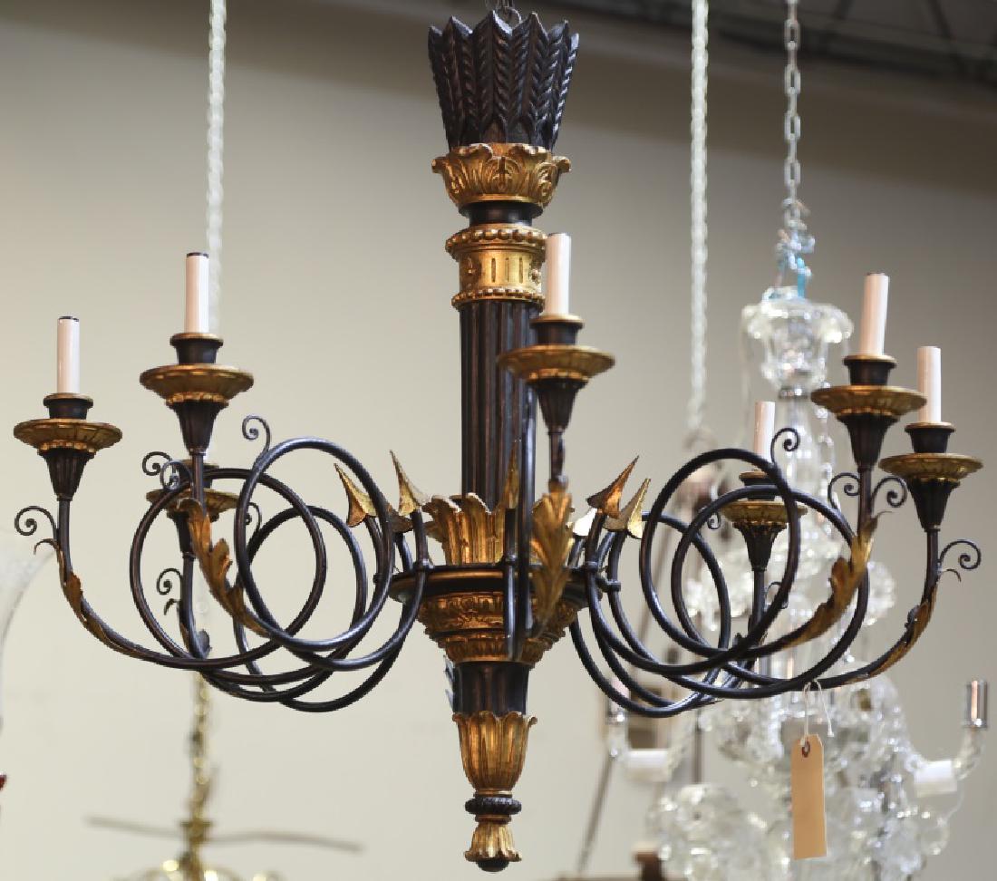 NEOCLASSICAL STYLE WOOD & METAL CARVED CHANDELIER (1 of 2)