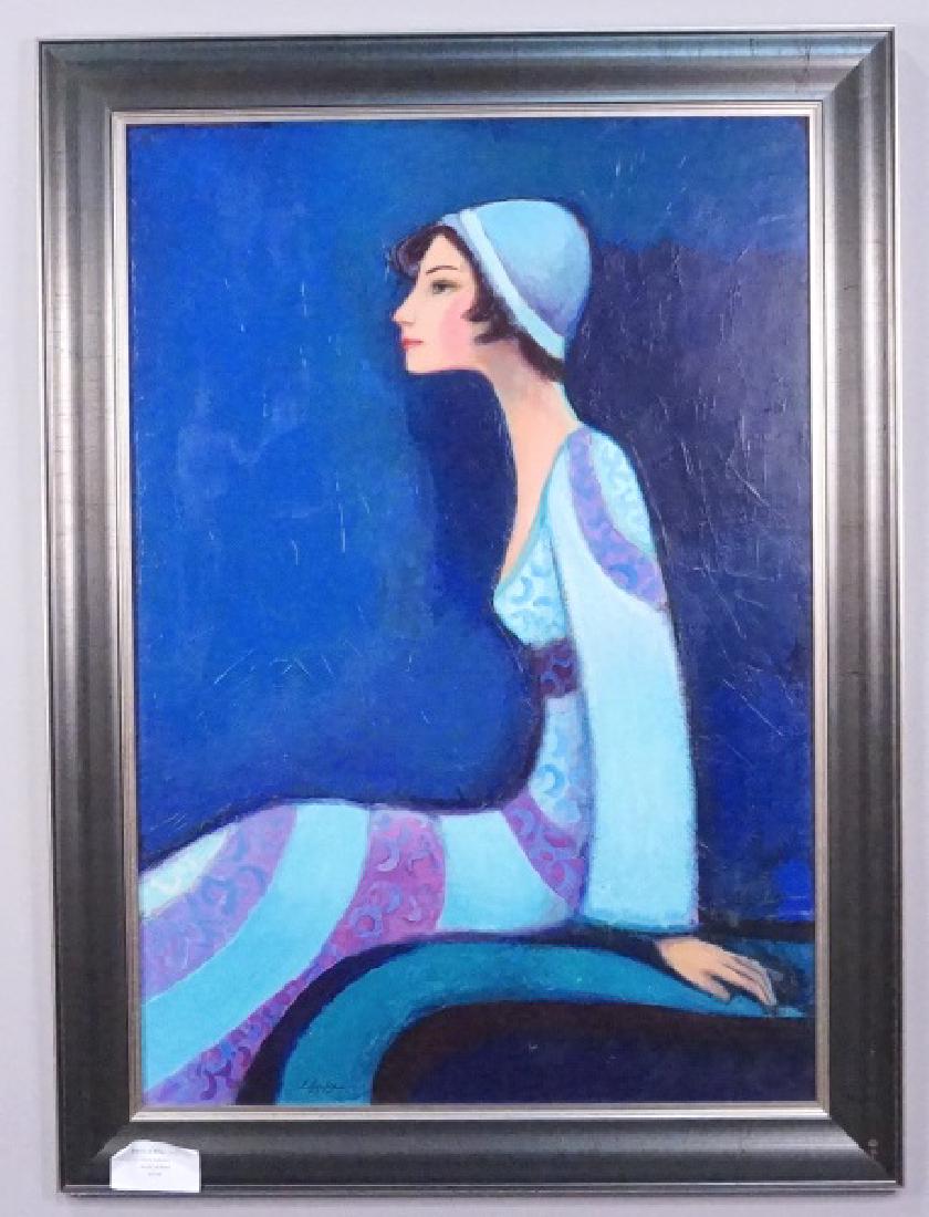 DAVID ADICKES "EMILY IN BLUE" ACRYLIC ON BOARD (1 of 4)