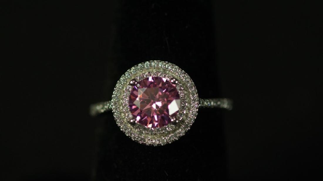 (82) PINK SAPPHIRE SOLITAIRE HALO RING (1 of 2)