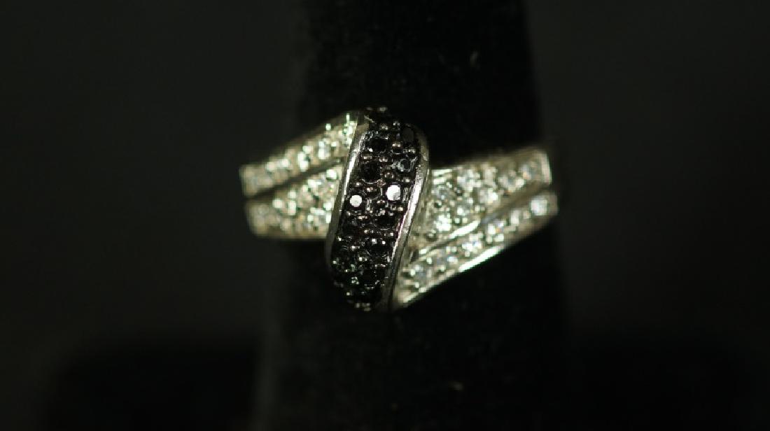 (199) BLACK & WHITE TOPAZ DINNER RING (1 of 2)