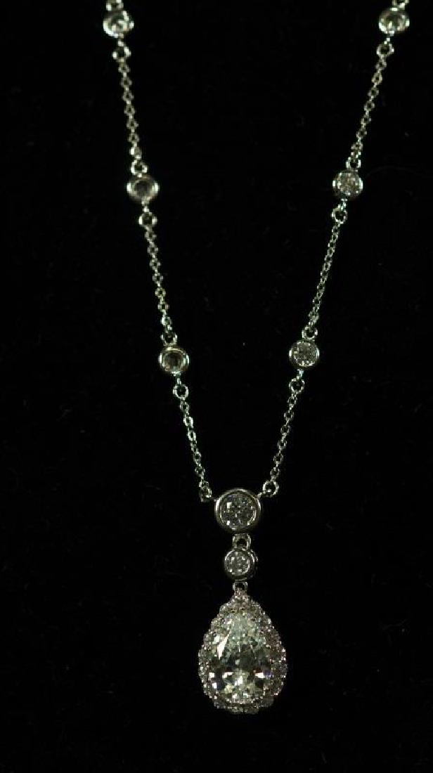 (5E) PEAR CUT 5 Ct. WHITE SAPPHIRE DINNER NECKLACE (1 of 3)