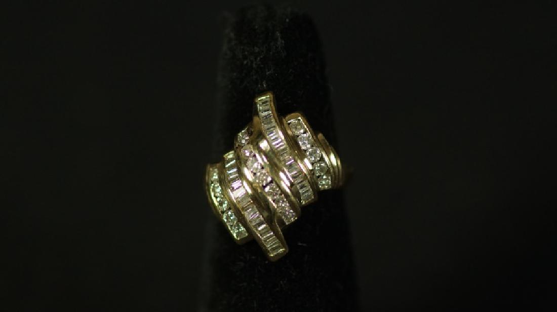 (25E) LARGE DIAMOND BAGUETTE DINER RING 14 Kt. YEL (1 of 2)
