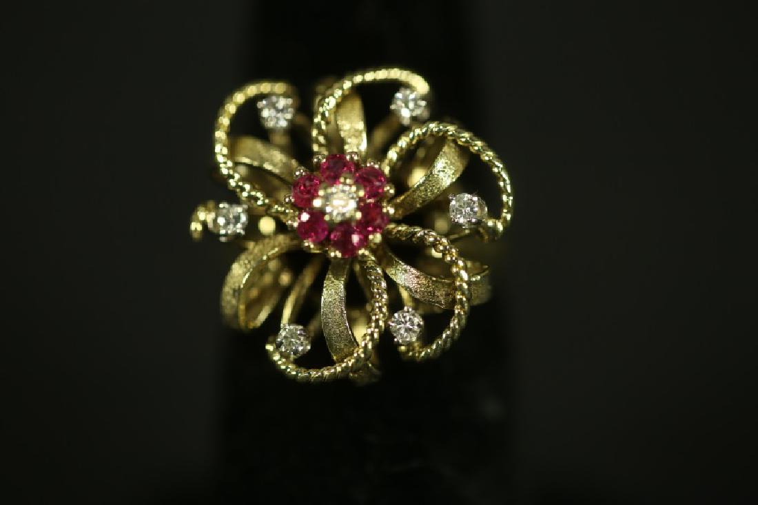 (5). A stamped "14 kt" Yellow-gold Ruby and Diamon (1 of 2)