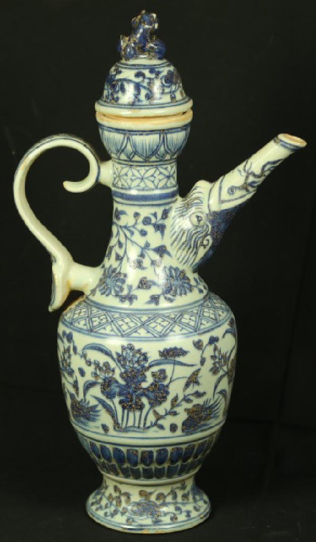 ANTIQUE CHINESE BLUE & WHITE PORCELAIN PITCHER (1 of 2)