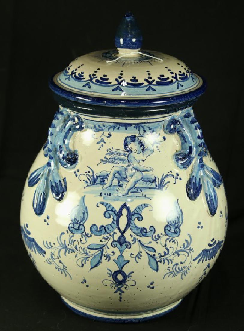 ITALIAN BLUE & WHITE LEAD GLAZED PORCELAIN JAR (1 of 1)