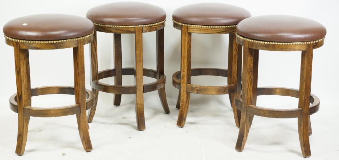 SET OF FOUR LEATHER ROTATING TOP BARSTOOLS (1 of 1)