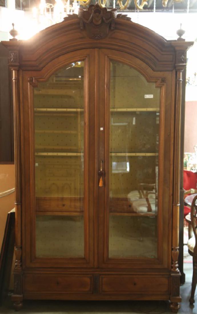 ANTIQUE FRENCH DISPLAY CABINET, TWO-DOORS, ILLUMINATED (1 of 2)